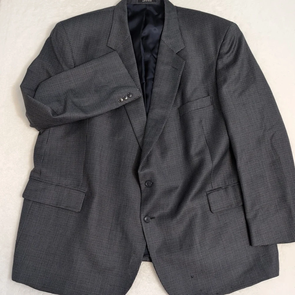 Baracuta‎ 100% Wool Gray Blue Houndstooth Blazer Sport Jacket 52R